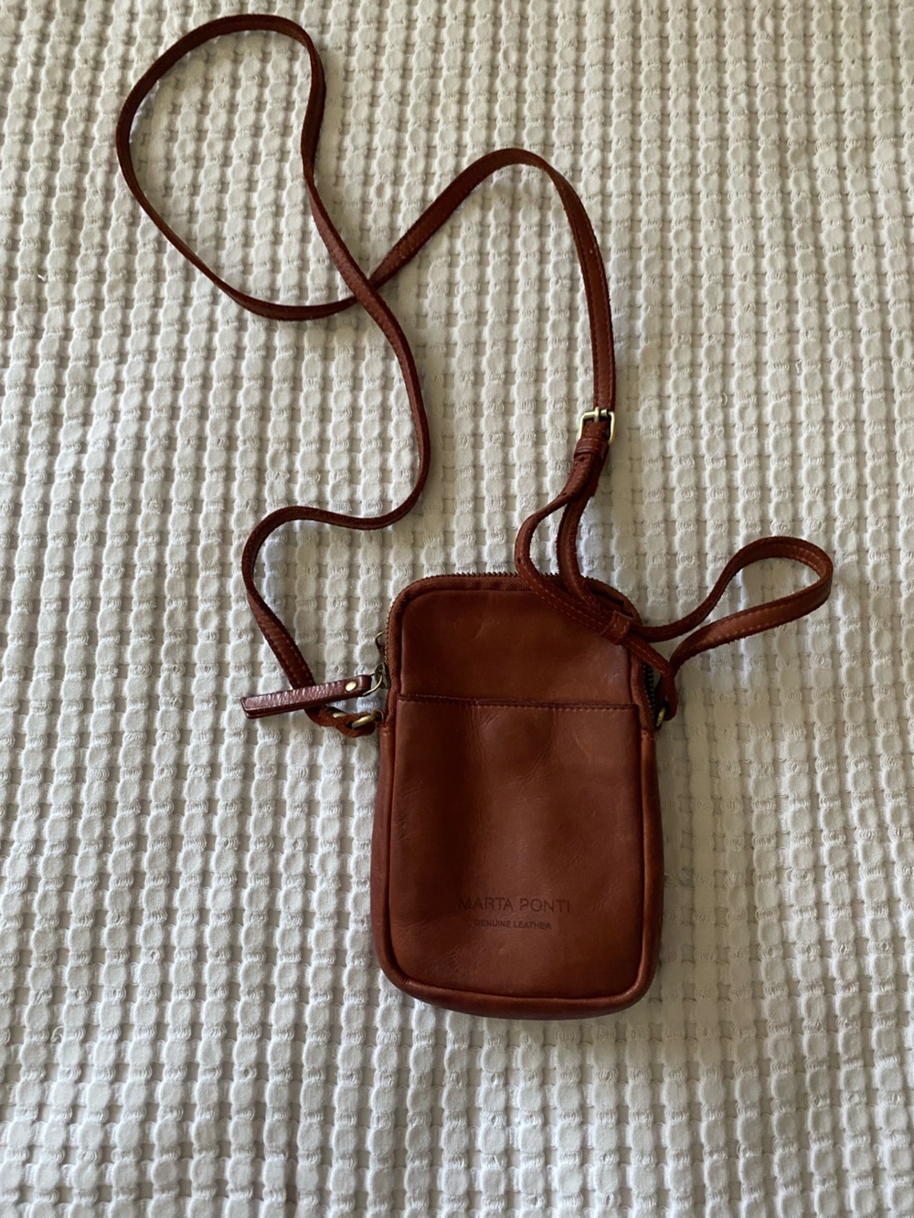 Marta Ponti Brown Leather Crossbody Phone Pouch